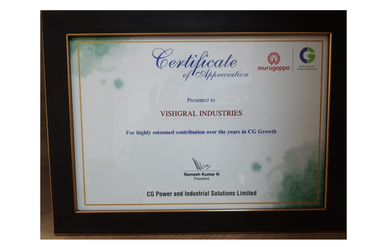 Year 2021: “Highly Esteemed Contribution Over Years” from CG